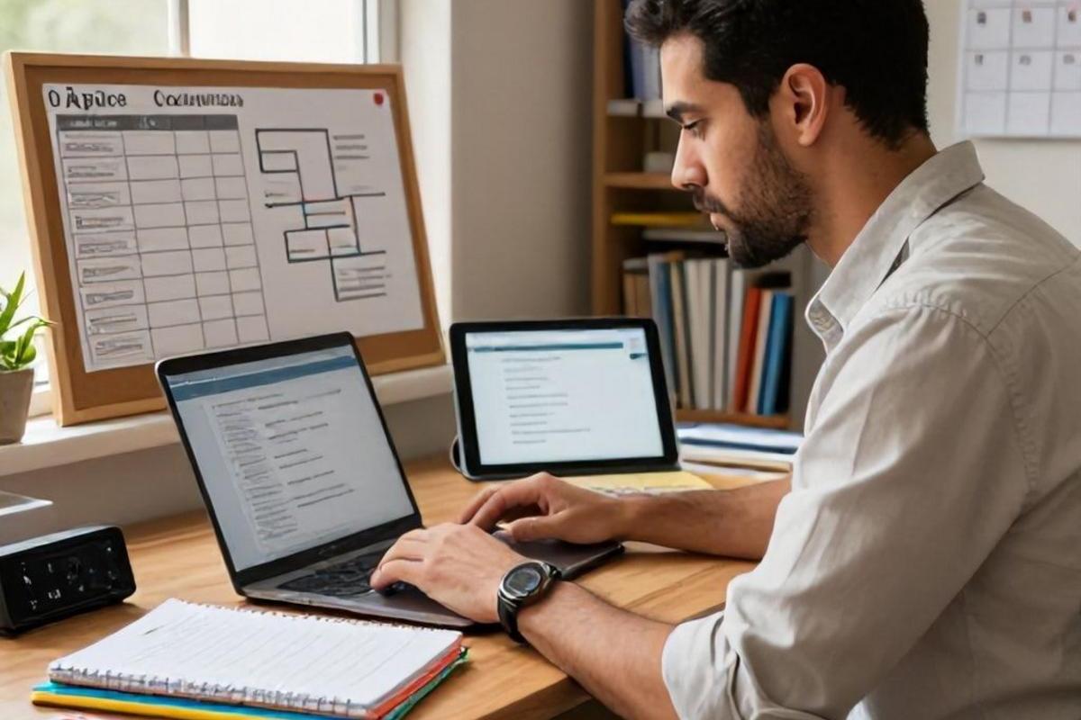 A organização de estudo de Cristian e o bloco de prática